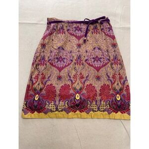 Vintage Guess Boho Maximalist Damask Metallic Floral Mini Skirt Size 28